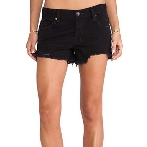 Free People Black Denim Cut Off Shorts